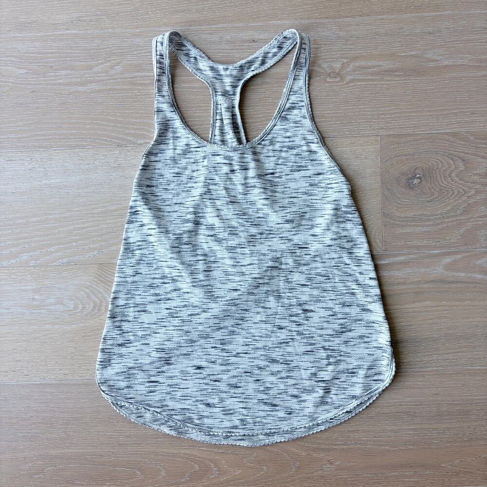 Lululemon 105 F Singlet Tank Top Tiger Space Dye Black White sz 6